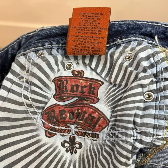 Rock Revival Women’s Bootcut Jeans Blue Denim Mid Rise Silver Accents Size 29